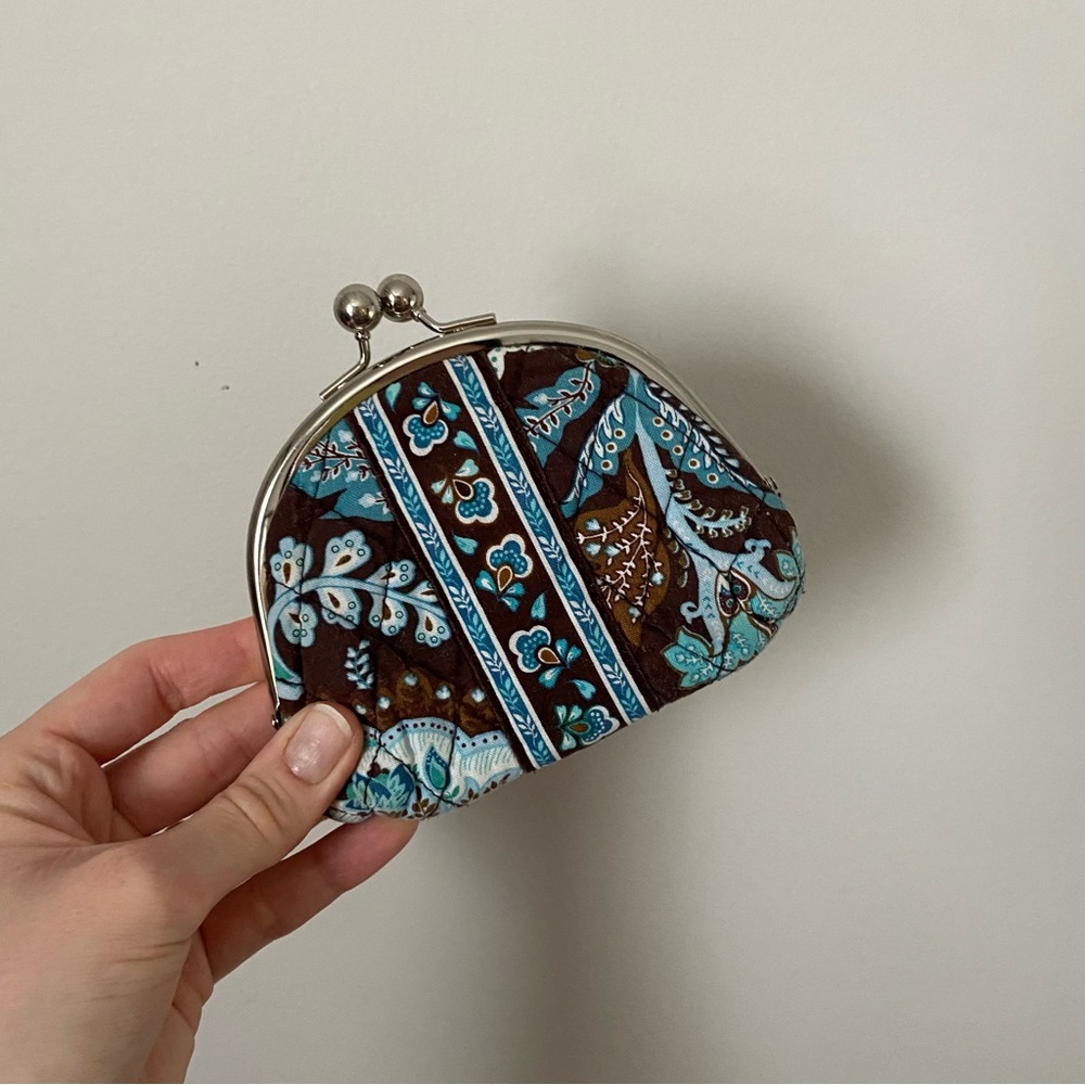 Vera Bradley Double Kisslock Coin Change Purse - Java Blue Retired Pattern!!